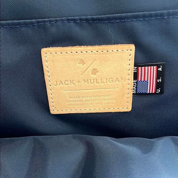 Jack + Mulligan Navy with Cream Leather Canvas Backpack - Picture 6 of 8